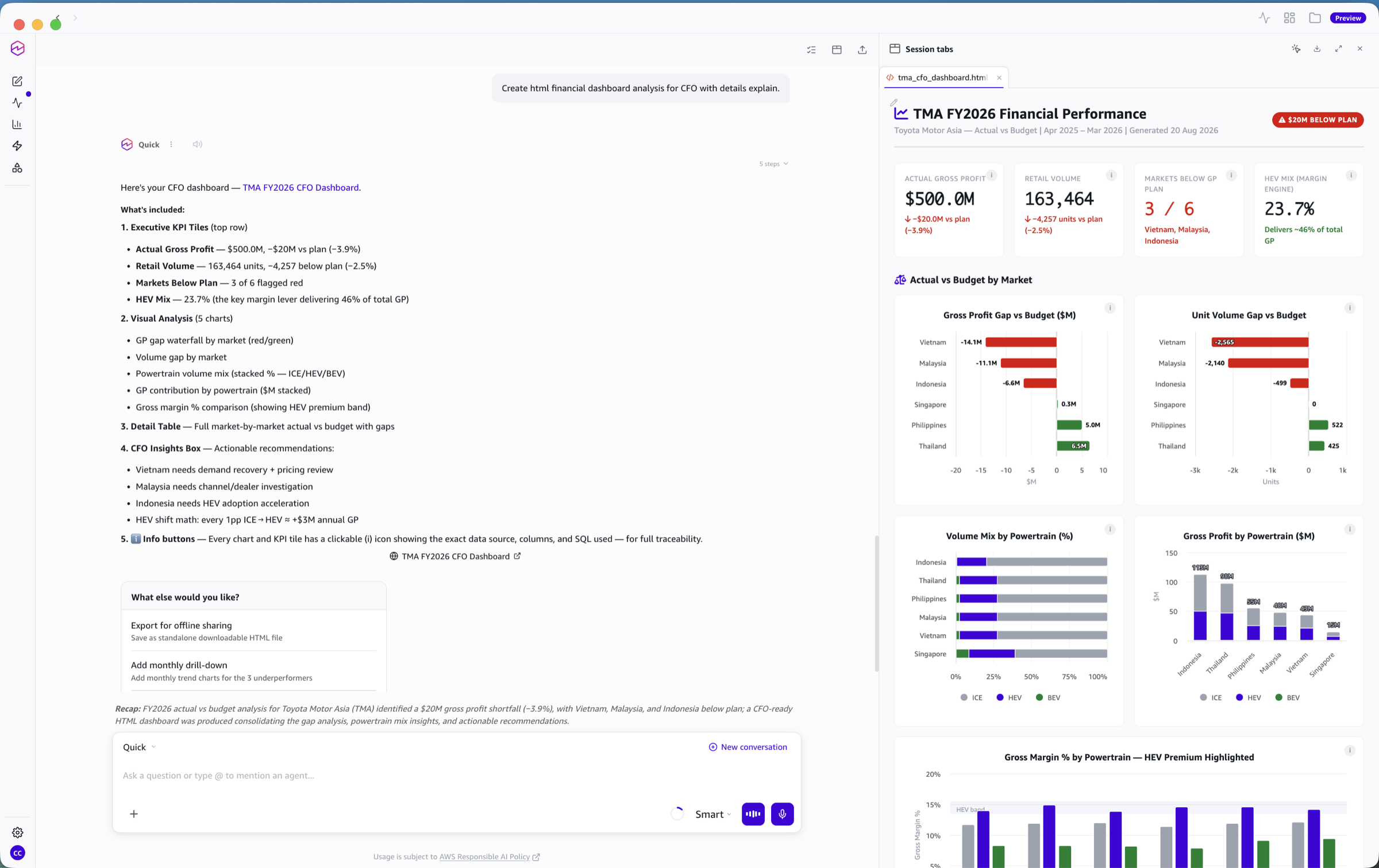 Ask for the deliverable in Amazon Quick desktop